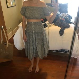 Christy Dawn Blue Floral Top & Skirt size XS